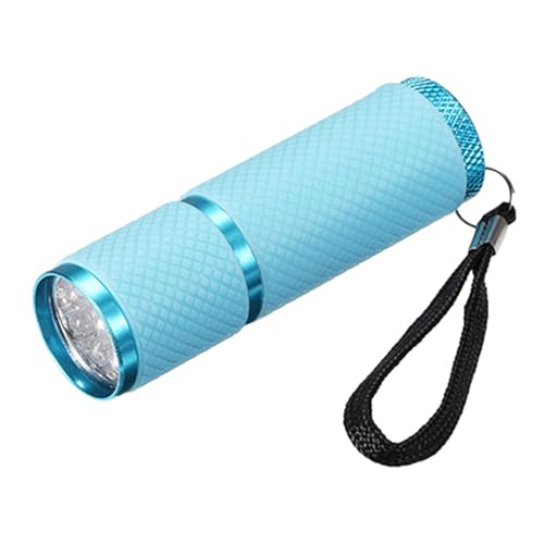 PATIKIL 9 LED Dunkel Leuchtende Taschenlampen Mini Aluminium Taschenlampe Gummi Beschichtet Taschenlampe mit Gurt für Camping Wandern Party Blau von PATIKIL