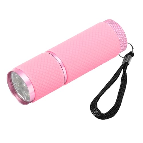 PATIKIL 9 LED Dunkel Leuchtende Mini Aluminium Taschenlampe mit Gurt für Camping Wandern Party Rosa von PATIKIL