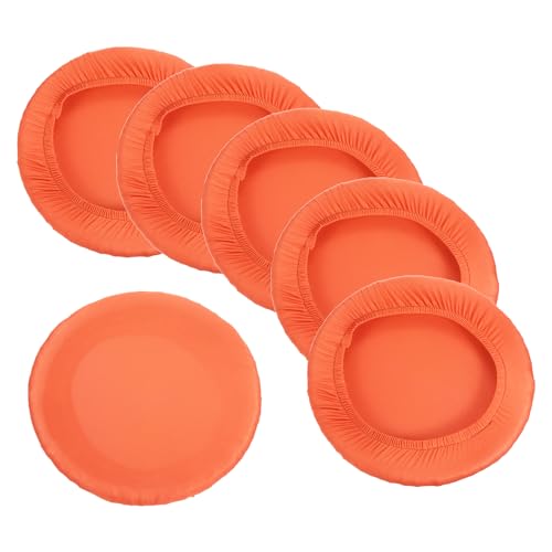 PATIKIL 9.5" Hockerbezüge Rund 6 Pack Elastische Barhocker Abdeckung Waschbar Sitzkissen für Durchmesser 11"-16" Stuhl Orange Gelb von PATIKIL