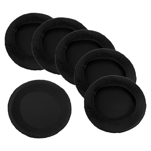 PATIKIL 9.5" Hockerbezüge Rund 6 Pack Elastische Barhocker Abdeckung Waschbar Sitzkissen für Durchmesser 11"-16" Stuhl Schwarz von PATIKIL