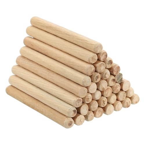 PATIKIL 90 Stück 8 x 80mm Holzdübel Set, Riffelholzdübel Holzstifte Dübel Set Gerillte Holzübelstifte Dübel Holz mit abgeschrägten Rillen für Zimmerei Möbel Tür Kunsthandwerk Projekte von PATIKIL