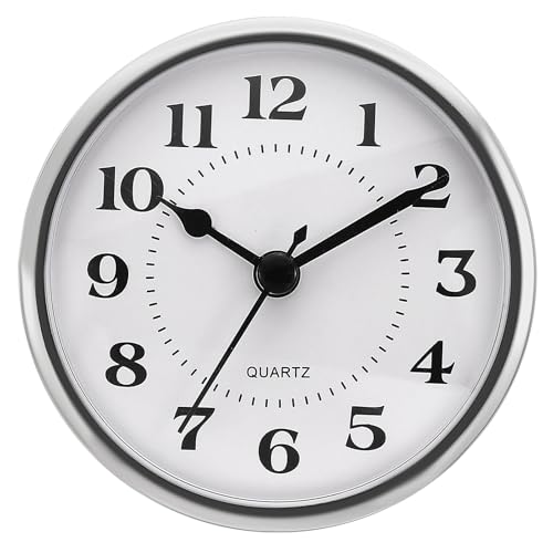 PATIKIL 90mm Quarz Uhrwerk Wanduhr, Stille Arabische Ziffern Kaminuhren, Ersatz für Tischuhr, Stehuhr, Standuhr (Silberton/Weiß Stil 4) von PATIKIL