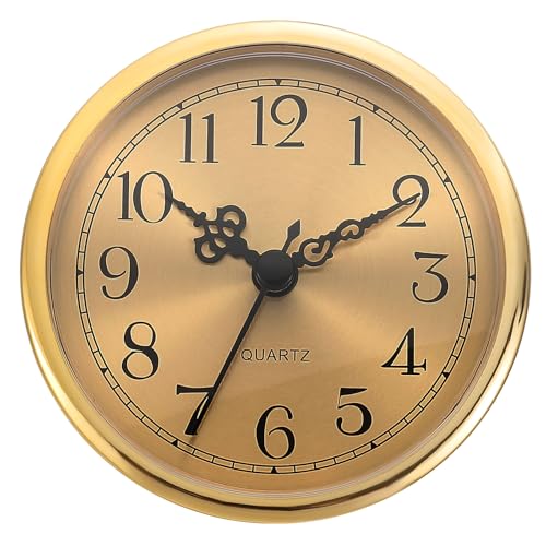 PATIKIL 90mm Quarz Uhrwerk Wanduhr, Stille Arabische Ziffern Kaminuhren, Ersatz für Tischuhr, Stehuhr, Standuhr (Goldfarben Stil 2) von PATIKIL
