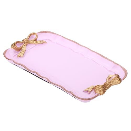 PATIKIL Antike Dekorative Tablett Handtuch Tablett Aufbewahrungstablett Schale Teller Obsttablett Kosmetik Schmuck Organizer Retro Design Schleifen-Rechteckharzplatte Lila von PATIKIL