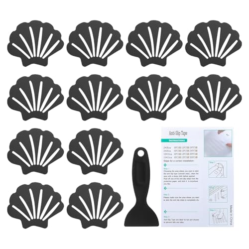PATIKIL Badewanne Anti-Rutsch Aufkleber 9x7 cm, 12er Pack Shell Sicherheits Dusche Grund Anti-Rutsch Aufkleber mit Klebepunkten Schaber für Badewanne Dusche Grund Treppe, Schwarz PATIKIL Badewanne Anti-Rutsch Aufkleber 9x7 cm, 12er Pack Shell Sicherheits Dusche Grund Anti-Rutsch Aufkleber mit Klebepunkten Schaber für Badewanne Dusche Grund Treppe, Schwarz von PATIKIL