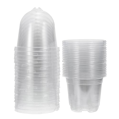 PATIKIL Baumschule Töpfe mit Feuchtigkeit Kuppel 20 Set 3.5" Plastik Gartenarbeit Topf Pflanzen Container Becher Pflanzen Start Töpfe mit Drainage Löcher Durchsichtig von PATIKIL