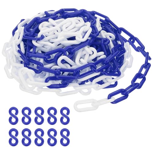 PATIKIL Blau/Weiße Kunststoffkette, 39 ft 8mm Absperrkette Sicherheitsbarriere für Personenführung, Warteschlangen, Parkplatz, Zaun, Tor, Konzert, Baustelle und Absperrung Von Flächen von PATIKIL