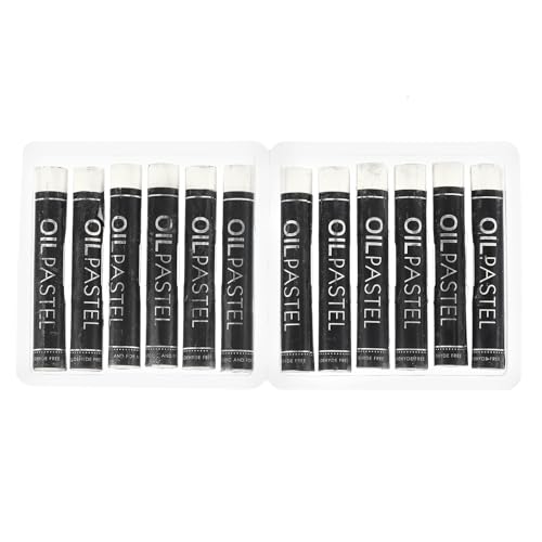 PATIKIL Cremige Ölpastelle, 12 Stück weiche Ölkreiden Pastellstifte Kunstbedarf für Kunstmalerei Zeichnen Mischen für Künstler Anfänger Weiß von PATIKIL