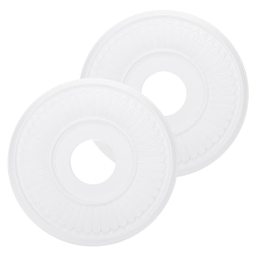PATIKIL Deckenmedaillon, 2 Stück 13" OD x 4" ID PU Dekoratives Deckenleuchten-Medaillon Kronleuchter-Medaillon Traditionelle Abdeckplatte für Deckenleuchtenventilatoren, Weiß von PATIKIL