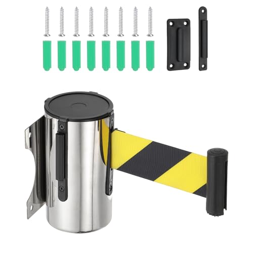 PATIKIL Festes Wandmontage-Absperrband, 16,4 Fuß festes ausziehbares Absperrband mit Stahlgehäuse für die Personenführung im Lebensmittelhandel, Stadion, Silberton/Schwarz/Gelb PATIKIL Festes Wandmontage-Absperrband, 16,4 Fuß festes ausziehbares Absperrband mit Stahlgehäuse für die Personenführung im Lebensmittelhandel, Stadion, Silberton/Schwarz/Gelb von PATIKIL