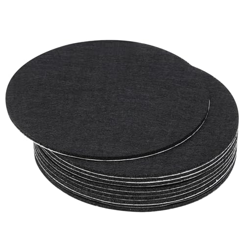 PATIKIL Filz für Lampenfuß, Durchmesser 5 Zoll, 10er Pack, 2 mm Dicke runde weiche Selbstklebende rutschfeste Kratzfeste Filzunterlage für Lampen, Möbel, DIY-Bastelprojekte, schwarz von PATIKIL