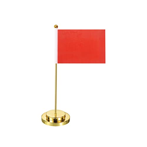 PATIKIL Flaggenständer Mini Tisch Fahnenhalter Fahnenmast Gold Ton mit Rot Flagge für Party Dekoration Zubehör von PATIKIL