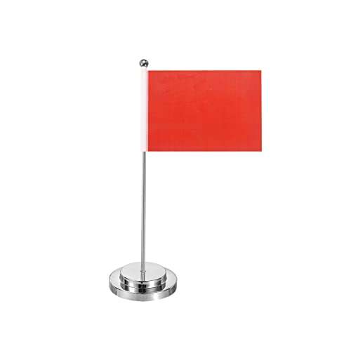 PATIKIL Flaggenständer Mini Tisch Fahnenhalter Fahnenmast Silber Ton mit Rot Flagge für Party Dekoration Zubehör von PATIKIL