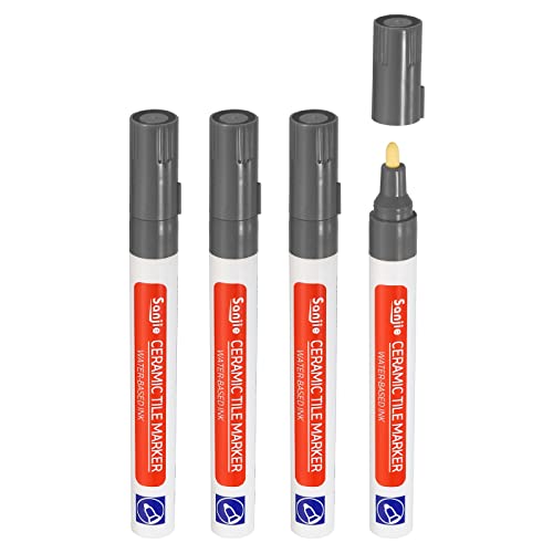 PATIKIL Fugenstift, 4 Pack Fliesen Farbe Markierung Reparatur Stifte Farbe Stifte Fliesen Fugen versiegelung Stift mit zusätzlichen Tipps für Boden fliesen Lücke, Dunkel grau von PATIKIL