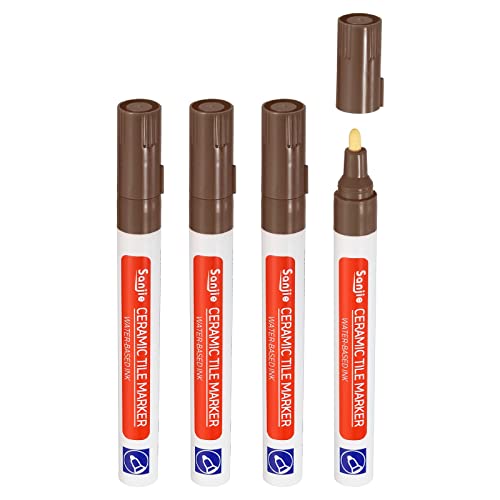 PATIKIL Fugenstift, 4 Pack Fliesen Farbe Markierung Reparatur Stifte Farbe Stifte Fliesen Fugen versiegelung Stift mit zusätzlichen Tipps für Boden fliesen Lücke, Dunkelbraun von PATIKIL