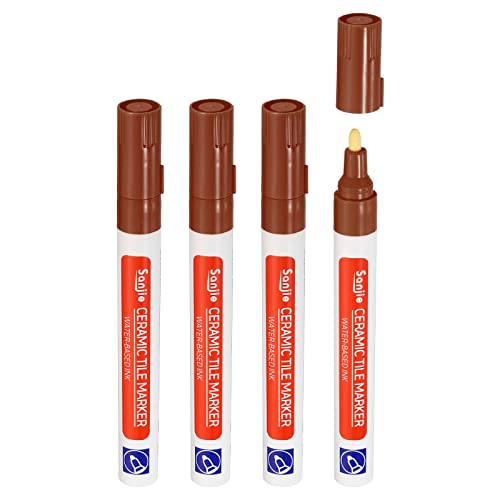 PATIKIL Fugenstift, 4 Pack Fliesen Farbe Markierung Reparatur Stifte Farbe Stifte Fliesen Fugen versiegelung Stift mit zusätzlichen Tipps für Boden fliesen Lücke, braun von PATIKIL