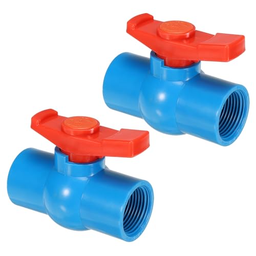 PATIKIL G1 Kugelhahn, 2er-Pack PVC-Gewinde-Absperrventil mit leicht drehbarem Griff zur Wasserflusskontrolle, Blau/Rot PATIKIL G1 Kugelhahn, 2er-Pack PVC-Gewinde-Absperrventil mit leicht drehbarem Griff zur Wasserflusskontrolle, Blau/Rot von PATIKIL