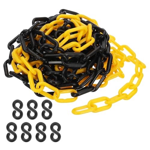 PATIKIL Gelb/Schwarze Kunststoffkette, 16 ft 6mm Absperrkette Sicherheitsbarriere für Warnsicherheit Parkplatz, Personenkontrolle Zaun Tor Konzert Baustelle Absperrung Von Flächen von PATIKIL