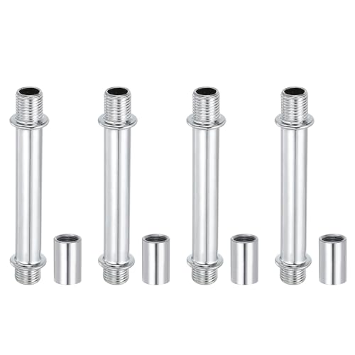 PATIKIL Gerades Rohr-Lampen-Stiel-Set, Lampenstiel 4 Stück M10 Kohlenstoffstahl 70mm (2,76") lang Doppelseitiges Gewinderohr mit Kupplungsmutterhülse für Kronleuchter, Silberton von PATIKIL