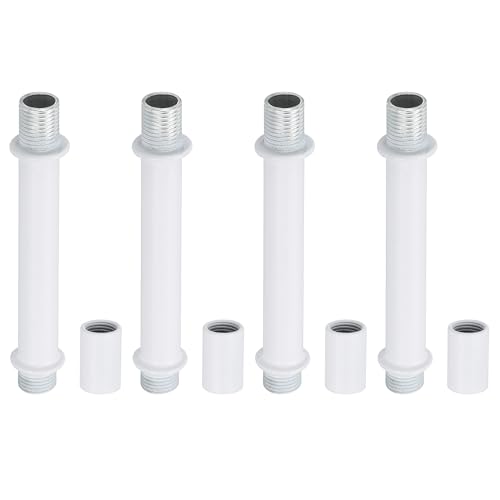 PATIKIL Gerades Rohr-Lampen-Stiel-Set, Lampenstiel 4 Stück M10 Kohlenstoffstahl 70mm (2,76") lang Doppelseitiges Gewinderohr mit Kupplungsmutterhülse für Kronleuchter, Weiß von PATIKIL