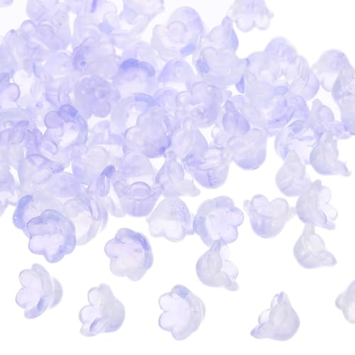 PATIKIL Glas-Trompetenblumenperlen, 100 Stück Verlauf Blumenperlen Charme für DIY Handwerksdekorationen, Lila von PATIKIL