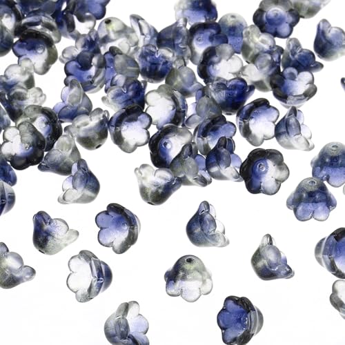 PATIKIL Glas-Trompetenblumenperlen, 200 Stück Gradientenblumenperlen-Charme für DIY-Handwerksdekorationen, Schwarz, Gold PATIKIL Glas-Trompetenblumenperlen, 200 Stück Gradientenblumenperlen-Charme für DIY-Handwerksdekorationen, Schwarz, Gold von PATIKIL