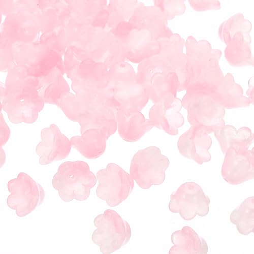 PATIKIL Glas-Trompetenblumenperlen, 200 Stück Verlauf Blumenperlen Charme für DIY Handwerksdekorationen, Hellrosa von PATIKIL