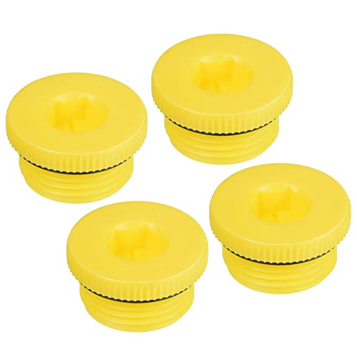 PATIKIL Hydraulischer Gewindestopfen Lochstopfen Halten Stopfen M27x2 4 Pack PP Plastik Kunststoffstopfen Stecker Gewinde Sechskant Steckdose Dichtung Schraube Endkappe Gelb von PATIKIL