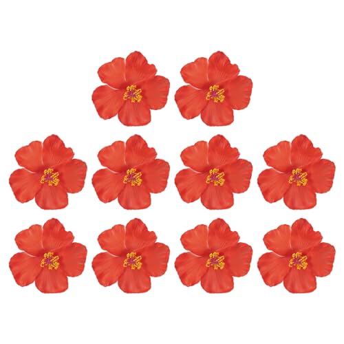 PATIKIL Hawaiian Hibiskusblumen, 10er Pack Künstliche Blumen Haarspange DIY Schaumstoff Hibiskusblume für Tischdekoration Partyzubehör, Rot von PATIKIL