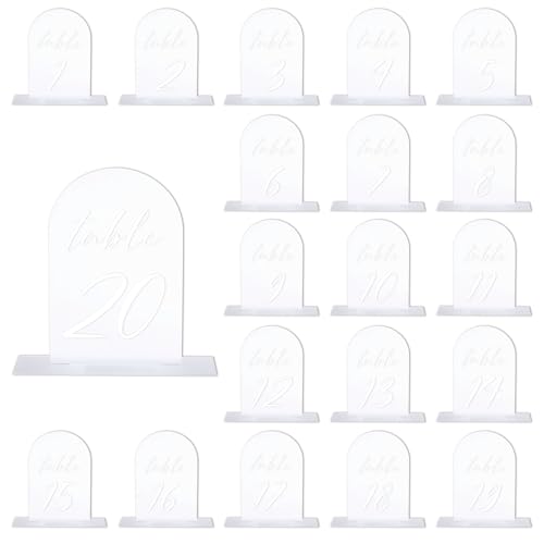 PATIKIL Hochzeitstischnummern 1-20, 6"x4" Acrylanzeigeschilder und -Halter für Hochzeitsfeiern mit Ständern für Partys und Veranstaltungen, mattierte Hintergrund weiße Text PATIKIL Hochzeitstischnummern 1-20, 6"x4" Acrylanzeigeschilder und -Halter für Hochzeitsfeiern mit Ständern für Partys und Veranstaltungen, mattierte Hintergrund weiße Text von PATIKIL