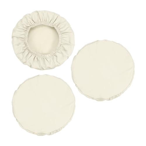 PATIKIL Hocker Bezüge Rund 3 Pack PU Leder Elastische Barhocker Abdeckung Wasserdicht Hocker Kissen für Durchmesser 12"-14" Stuhl Beige von PATIKIL