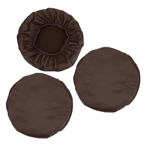 PATIKIL Hocker Bezüge Rund 3 Pack PU Leder Elastische Barhocker Abdeckung Wasserdicht Hocker Kissen für Durchmesser 12"-14" Stuhl Braun von PATIKIL