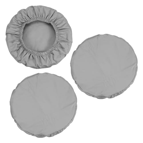 PATIKIL Hocker Bezüge Rund 3 Pack PU Leder Elastische Barhocker Abdeckung Wasserdicht Hocker Kissen für Durchmesser 12"-14" Stuhl Grau von PATIKIL