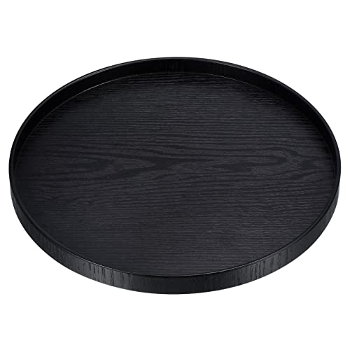 PATIKIL Holz Servierbrett 12" Rund Dekorativ Tablett für Haus Dekor Küche Tisch Kerze Halter Schwarz von PATIKIL