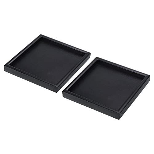 PATIKIL Holz Servierbrett 7" 2 Pack Quadrat Dekorativ Tablett für Haus Dekor Küche Tisch Kerze Halter Schwarz von PATIKIL