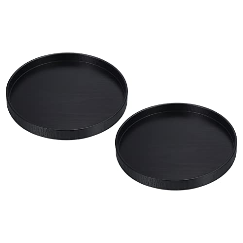 PATIKIL Holz Servierbrett 8" 2 Pack Rund Dekorativ Tablett für Haus Dekor Küche Tisch Kerze Halter Schwarz von PATIKIL