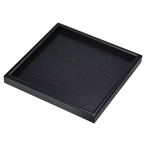PATIKIL Holz Servierbrett 9.4" Quadrat Dekorativ Tablett für Haus Dekor Küche Tisch Kerze Halter Schwarz von PATIKIL