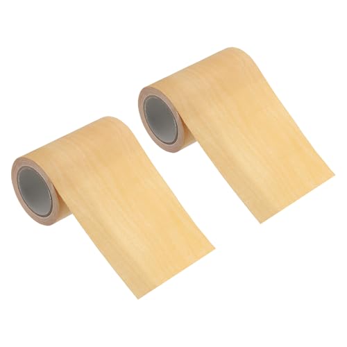 PATIKIL Klebeband Holzoptik Sockelleiste Selbstklebend Holzmaserung Reparaturband 80mm x 4,57 M, 2 Stück für Tür Tisch Schränke Schreibtisch, Gelb Ahorn von PATIKIL