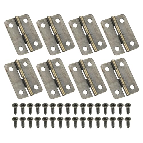PATIKIL Kleine Anschlaghaken 1 Zoll, 8er Pack Mini-Schmuckkasten-Scharnier mit Schraube für Schmuckholzkisten, Schranktüren, Schubladen, Tore, Braun von PATIKIL