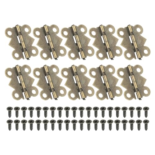PATIKIL Kleine Schmuckschatulle Scharniere 3/4 Zoll, 10er Pack 90-Grad Mini Schmetterling Scharniere Schmuckschatullen-Hardware mit 40 Schrauben für Schrank Holzkiste, Braun von PATIKIL