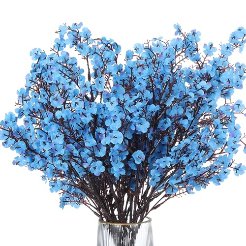PATIKIL Künstliche Blumen, 9 Stück Europäische Fake Blumen DIY Bouquet Fake Floral für Zuhause Garten Küchendekoration Hochzeitsfeier Dekoration Blau von PATIKIL