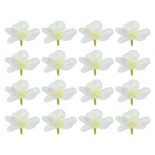 PATIKIL Künstliche Orchideenblüten 16Stk Falsche Orchidee Blume Kopf Falsche Schmetterling Blumen Handwerk für Haus Hochzeit Verzierung Creme Weiß von PATIKIL