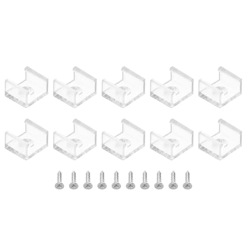 PATIKIL LED Streifenlicht Clips, 100er Pack Montagehalterung Befestigungsclips aus Kunststoff mit Schrauben LED Streifen Clips für 10mm Neon RGB Lichtkabelband, Transparent PATIKIL LED Streifenlicht Clips, 100er Pack Montagehalterung Befestigungsclips aus Kunststoff mit Schrauben LED Streifen Clips für 10mm Neon RGB Lichtkabelband, Transparent von PATIKIL