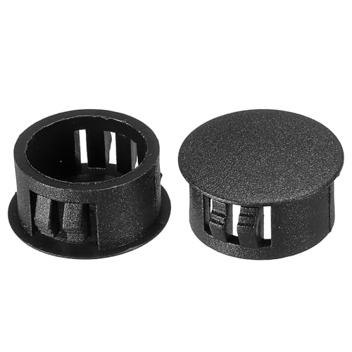 PATIKIL Lochstopfen Kunststoff, 50 Stück 19mm(3/4") Abdeckkappen für Bohrlöcher Schraubenlochstopfen Flacher Snap-Typ Runde Lochabdeckungskappen für runde Löcher Küche, Schwarz von PATIKIL