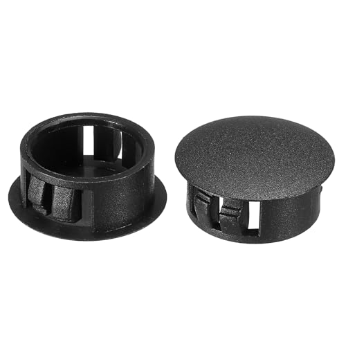 PATIKIL Lochstopfen Kunststoff, 50 Stück 20mm(13/16") Abdeckkappen für Bohrlöcher Schraubenlochstopfen Flacher Snap-Typ Runde Lochabdeckung für runde Löcher Schrankmöbel Küche, Schwarz von PATIKIL