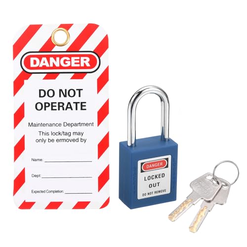 PATIKIL Lockout Tagout Schlösser mit Schlüssel, 2er Pack Loto Schlösser Sicherheits-Vorhängeschloss Lockout Schlösser verschiedenschließend mit Lockout Tag, Blau von PATIKIL