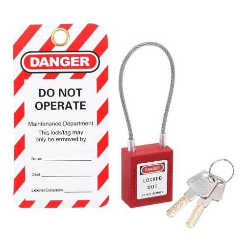 PATIKIL Lockout Tagout Schlösser mit Schlüssel, Loto Schlösser Sicherheits-Vorhängeschloss Lockout Schlösser verschiedenschließend mit Lockout Tag für Ventile Stil 2, Rot von PATIKIL