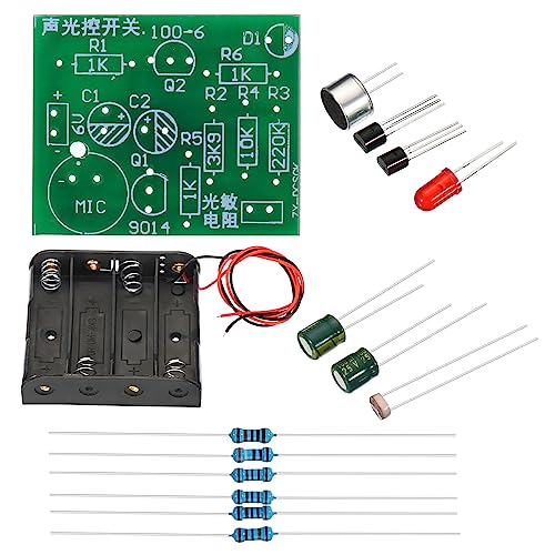 PATIKIL Lötübung Brett 2 Set Elektronik Kit Prototyp PCB Brett Basteln Schweisskreis LED Sprachkontrolle Schalter SMT/SMD für Versuch Unterricht 6V mit Batterie Box von PATIKIL