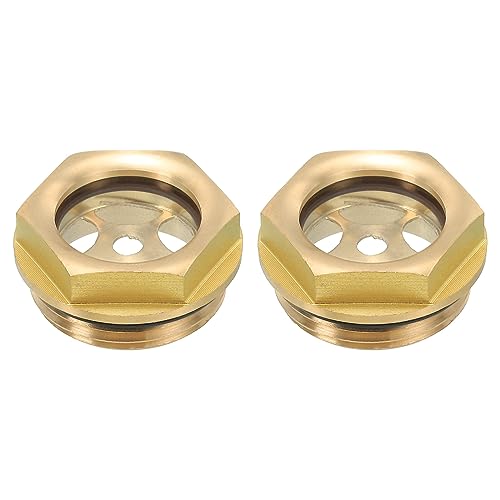 PATIKIL Luftkompressor Ölsichtung Glas 2 Packung G 1" Außengewinde Messing Öl Flüssigkeit Niveau Spurweite Luftkompressor Teile mit O-ring von PATIKIL