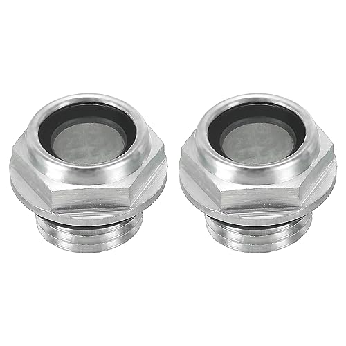 PATIKIL Luftkompressor Ölsichtung Glas 2 Packung M14*1.5 Außengewinde Aluminium Legierung Öl Flüssigkeit Niveau Spurweite Luftkompressor Teile mit O-ring von PATIKIL